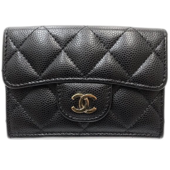 CHANEL Black Caviar Leather Logo Wallet - Picture 2 of 10